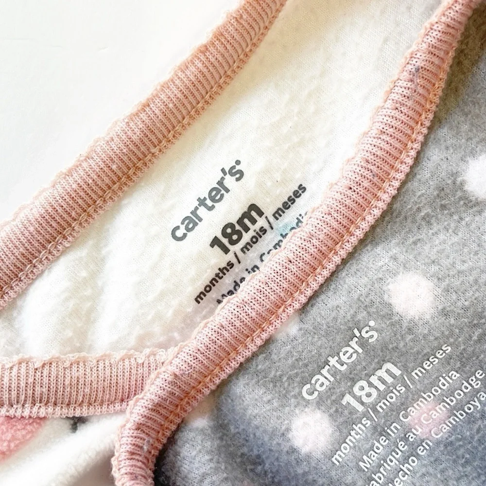 Carter's baby girls owl and polkadot print fleece zip up baby footies